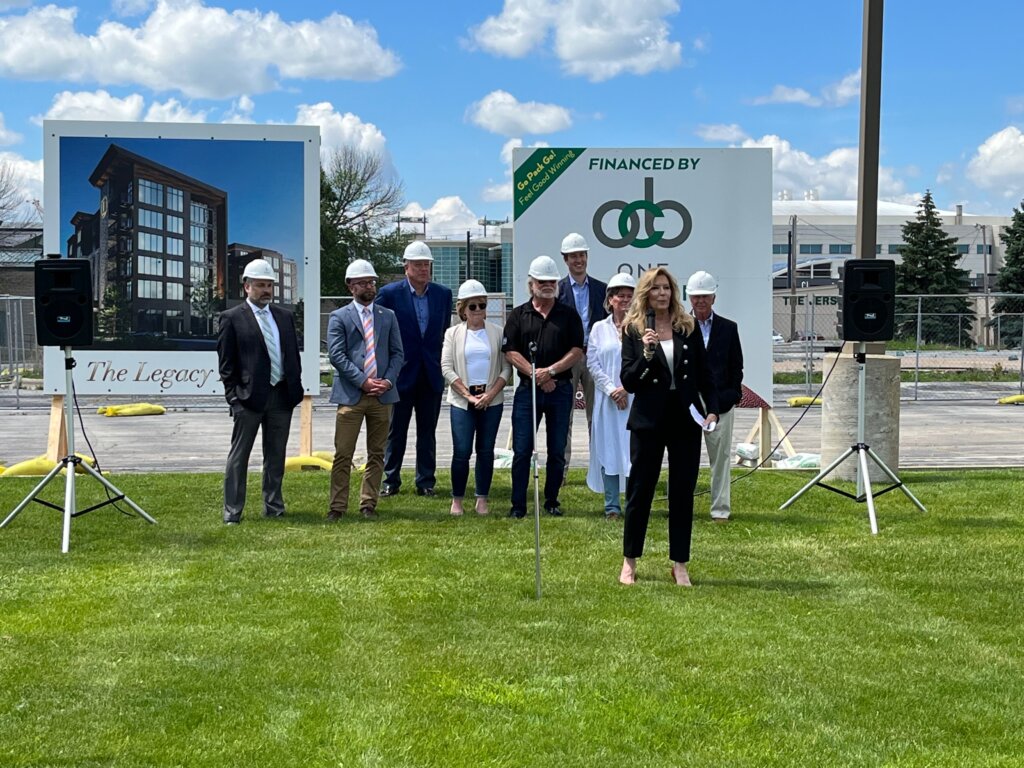 Victoria Fabry speaking at The Legacy Hotel Groundbreaking