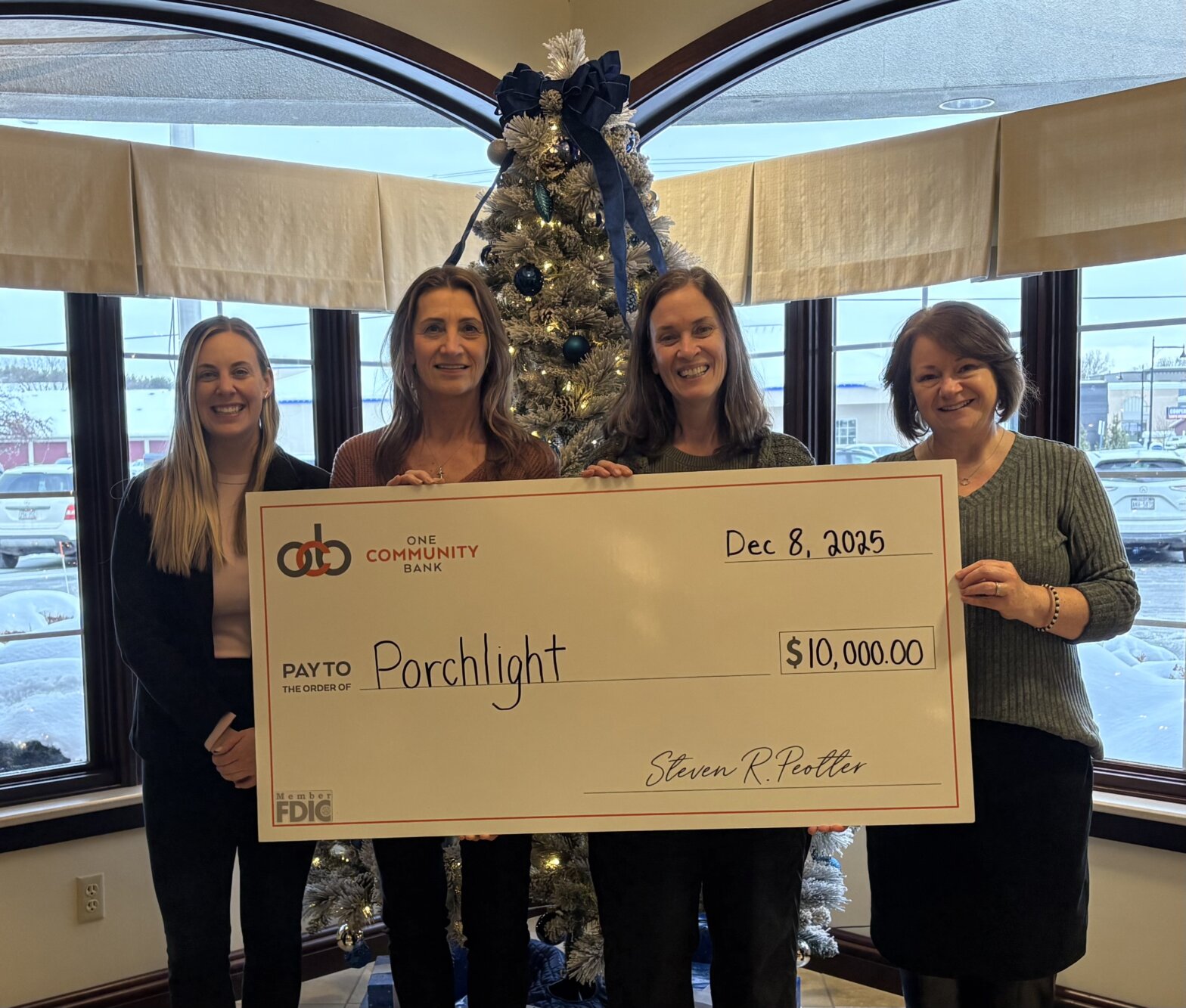 Big Check Photo for Porchlight donation