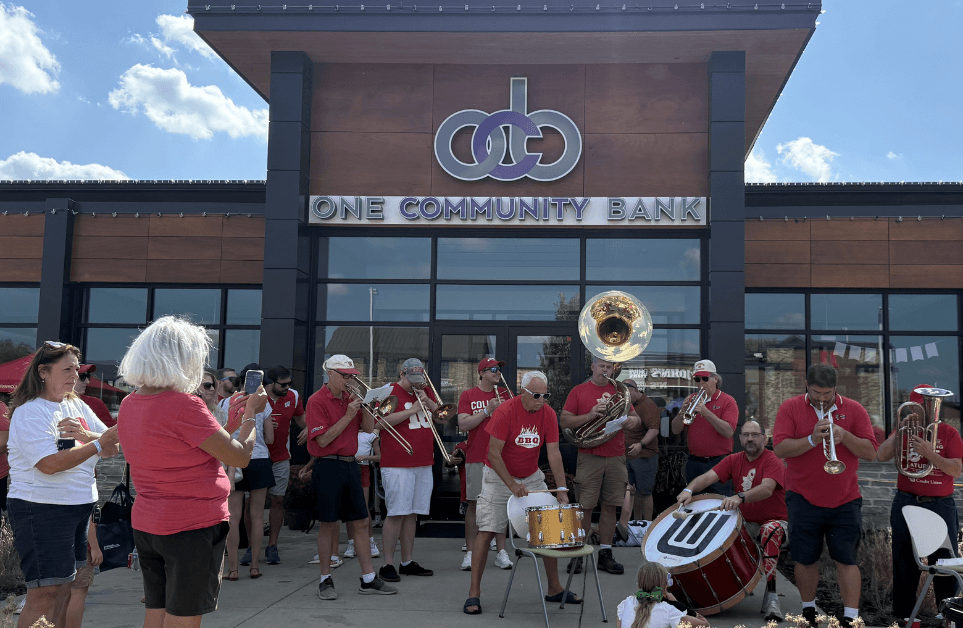 Band playing in front of One Community Bank - Waunakee